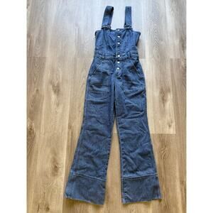 Aerie Wide Leg Denim Overalls, Jumper, Blue, Size XS